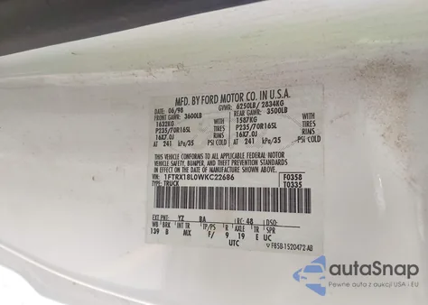 1998 Ford F-150 Lariat/Standard/Xl/Xlt from USA, damaged, VIN 1FTRX18L0WKC22686